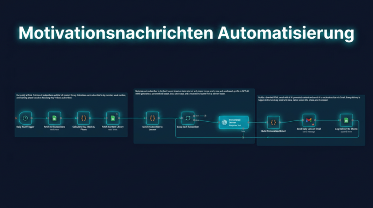 Motivationsnachrichten Automatisierung n8n Workflow mit GPT-4 und Google Sheets