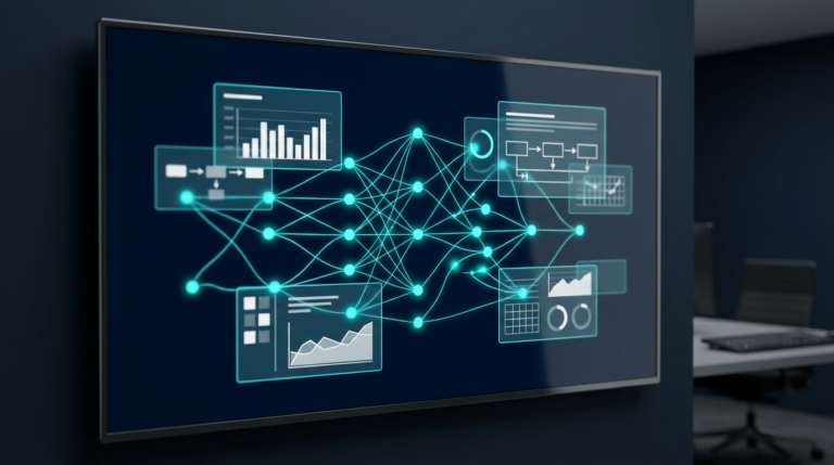 n8n KI-Agent Workflow-Dashboard mit vernetzten Automatisierungsknoten