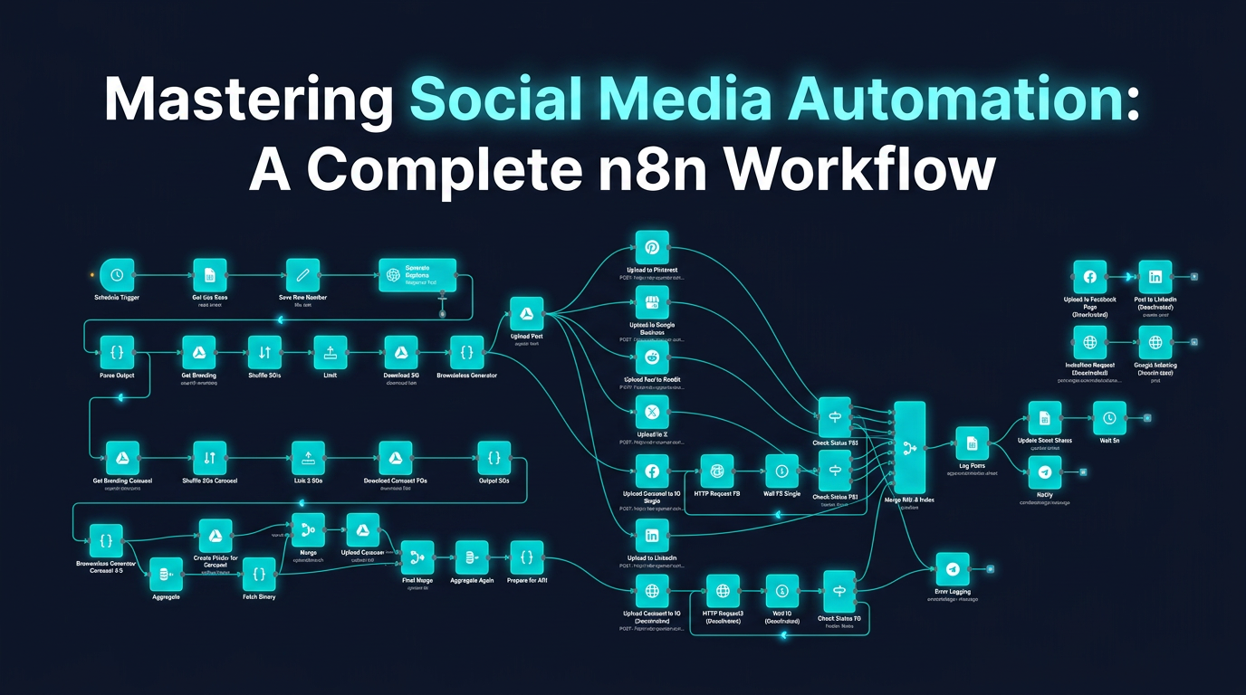 Social Media Automation Workflow Dashboard mit 8 Plattform-Integrationen