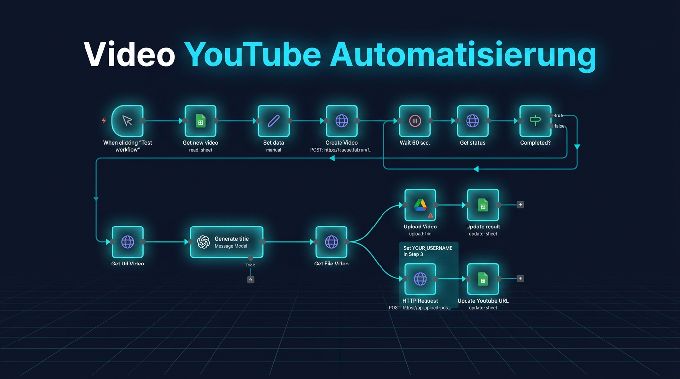 Video YouTube Automatisierung Dashboard mit Google Sheets und n8n Workflow